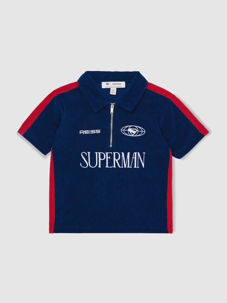 reiss 13-14 yrs Superman | Reiss Towelling Polo Shirt in Blue/Red