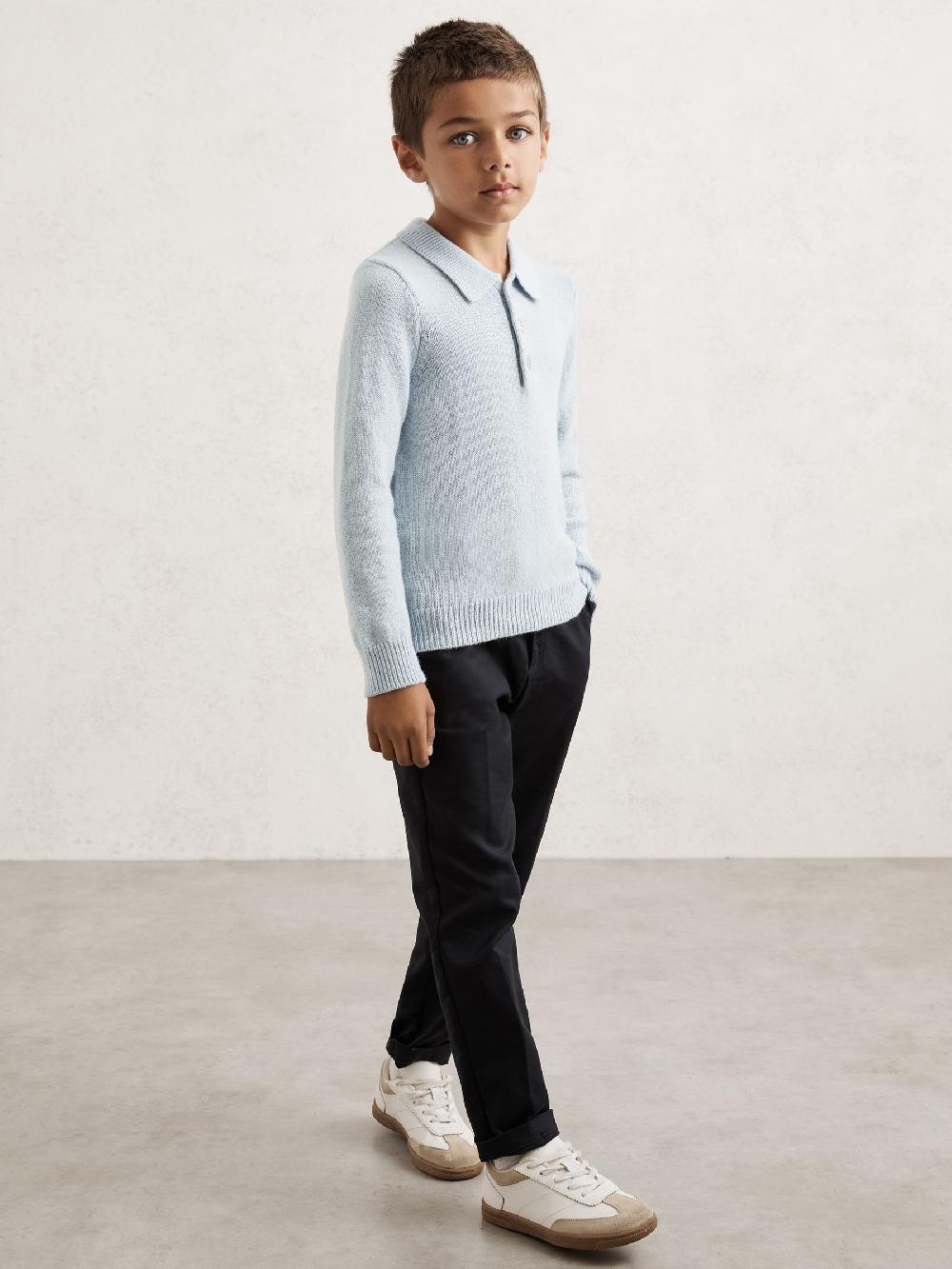 Reiss 13-14 Yrs Wool And Cashmere Polo Jumper In Blue Fog