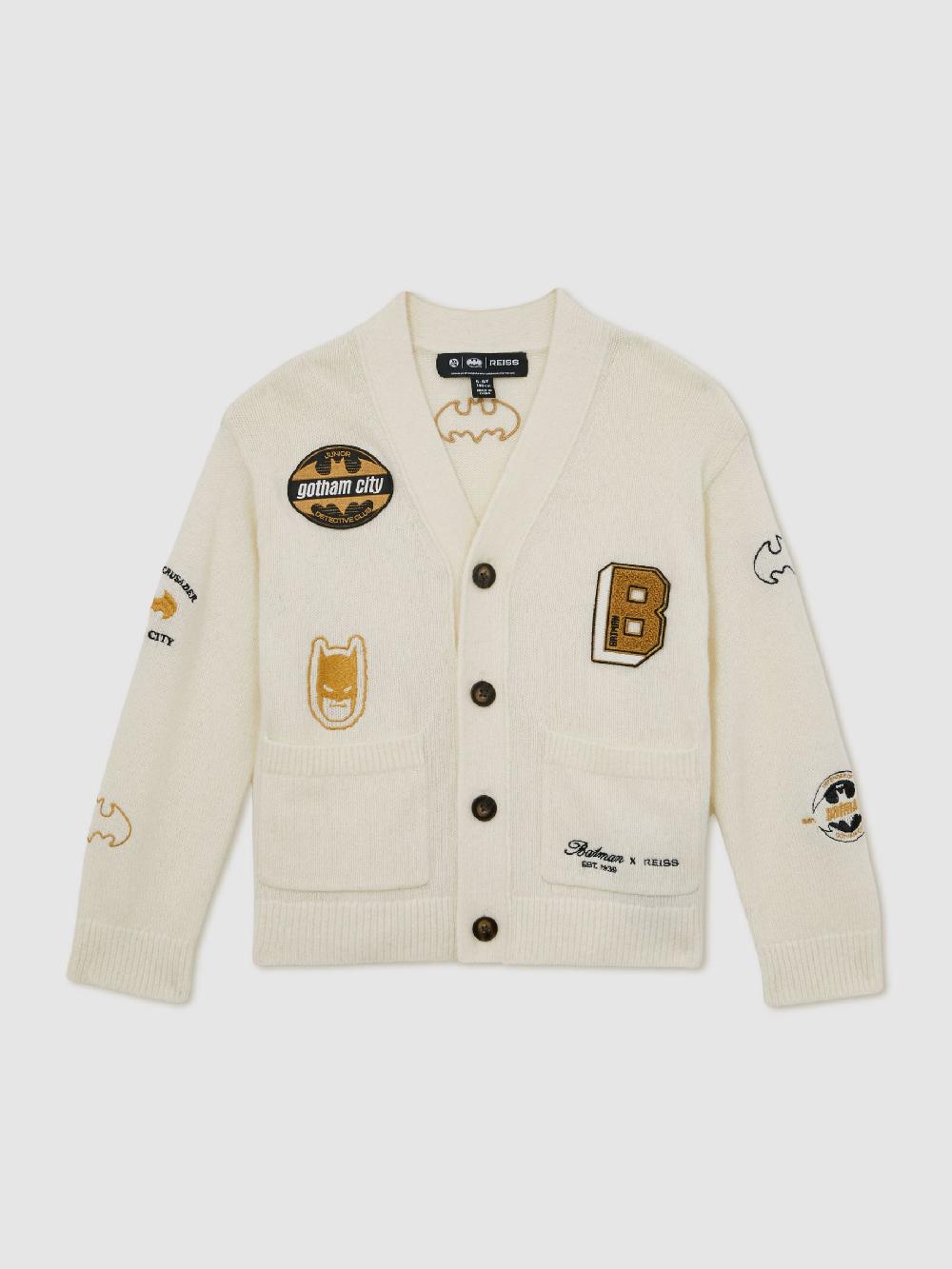 Reiss 3-9 Yrs Batman | Reiss Badge Cardigan In Off White