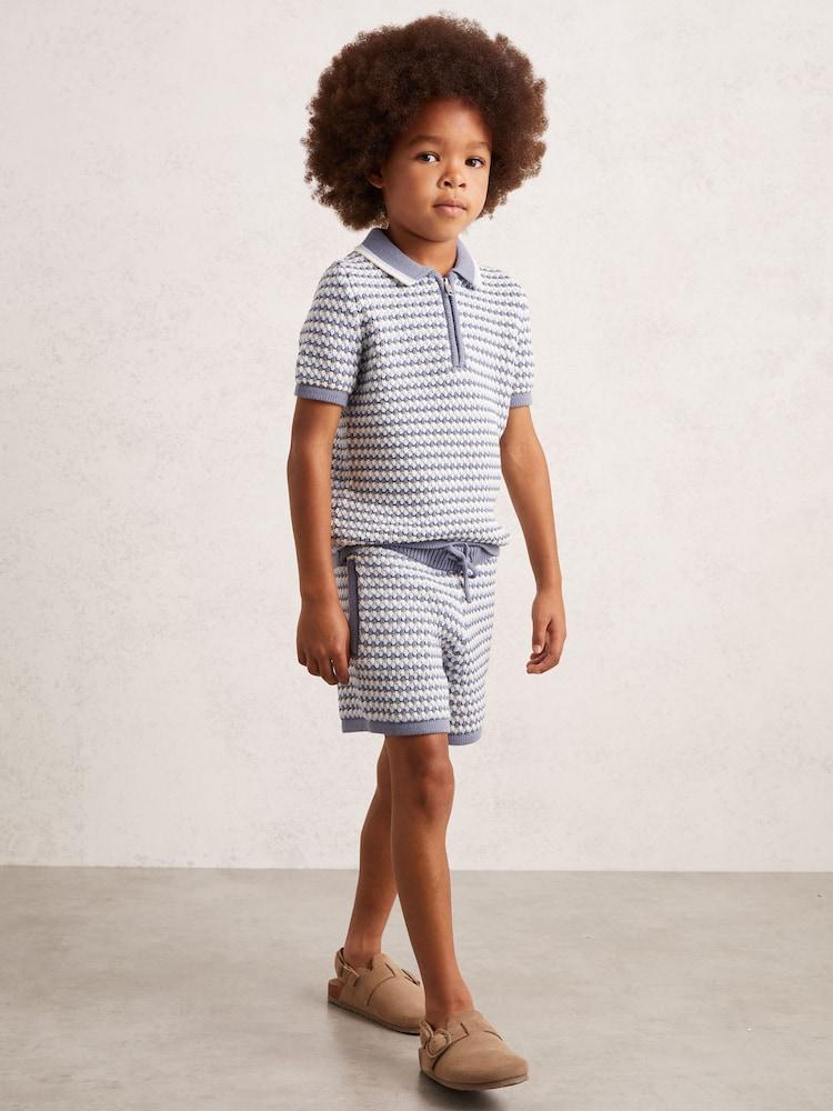 reiss 3-9 yrs Cotton-Blend Knitted Stripe Shorts in Blue/White