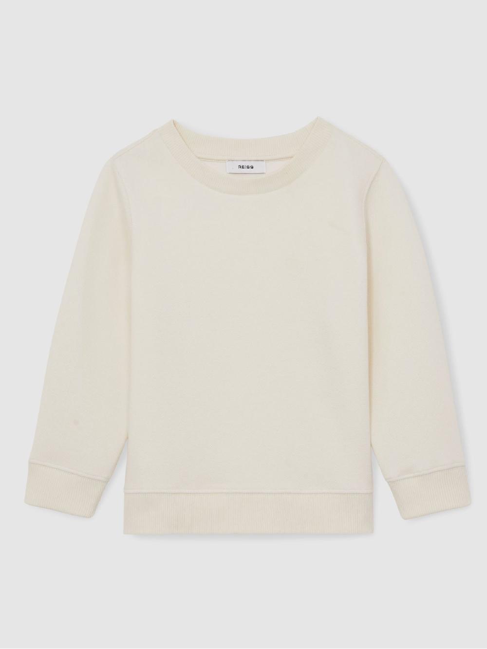 Reiss 3-9 Yrs Cotton-Blend Textured Sweatshirt In Off White