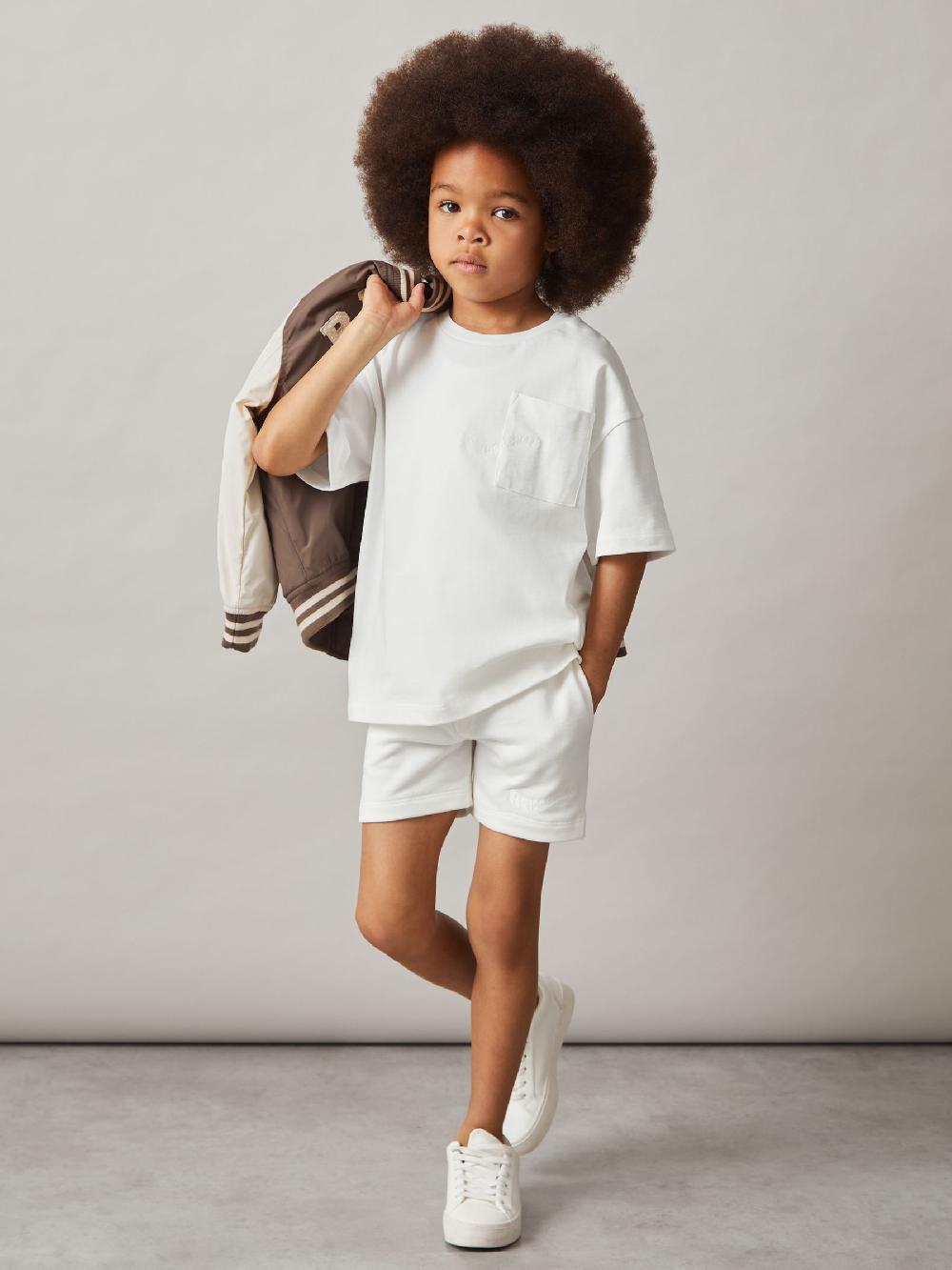 Reiss 3-9 Yrs Cotton Brand-Embroidered Shorts In Off White