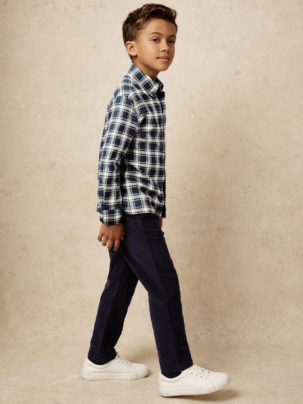 Reiss 3-9 Yrs Cotton Button-Through Check Shirt In Navy Blue