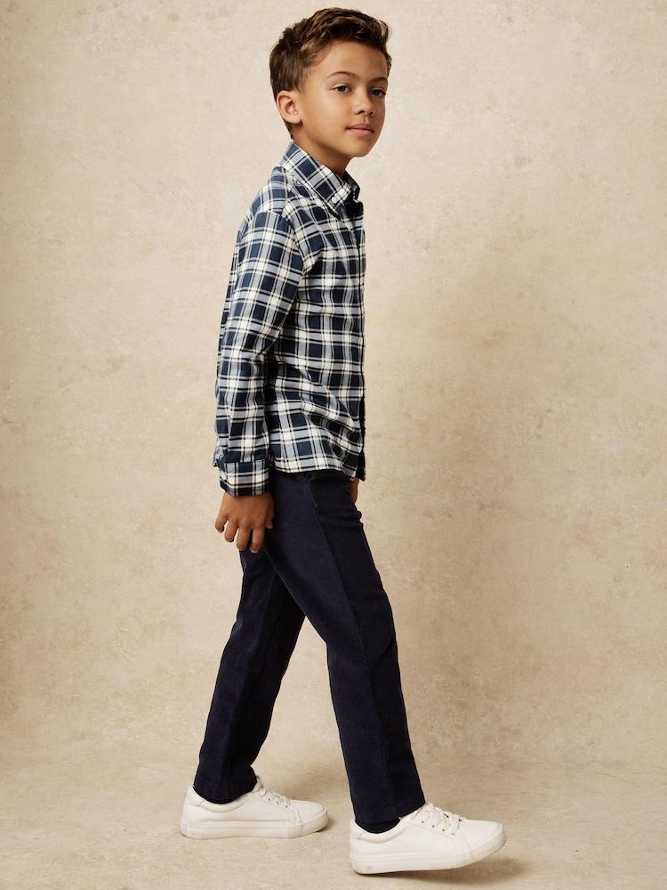reiss 3-9 yrs Cotton Button-Through Check Shirt in Navy Blue