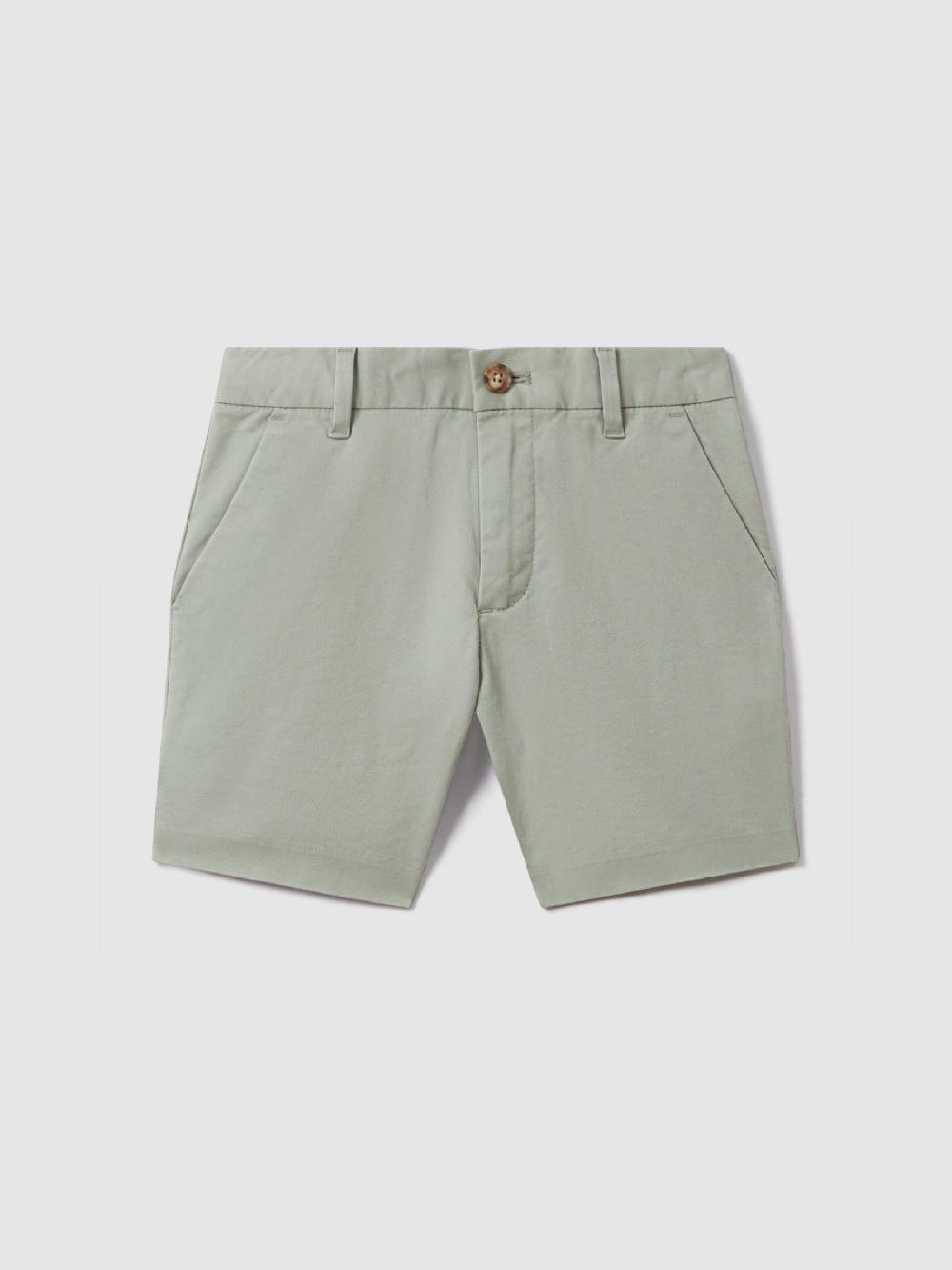 Reiss 3-9 Yrs Cotton Chino Shorts With Stretch In Pistachio