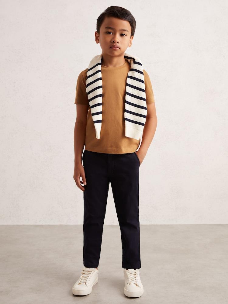 reiss 3-9 yrs Cotton Crew-Neck T-Shirt in Tan Brown