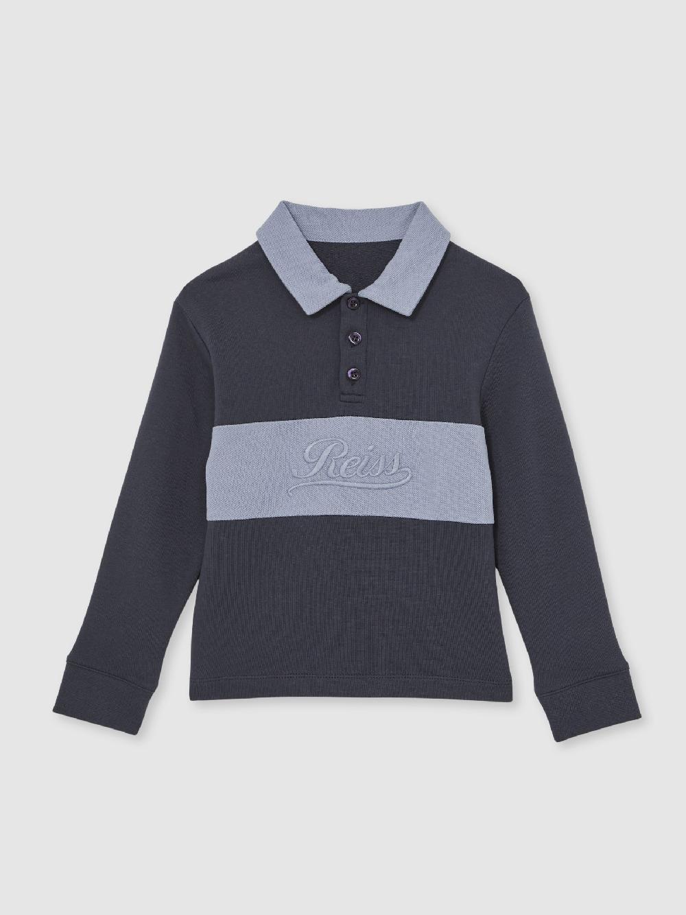 Reiss 3-9 Yrs Cotton Logo-Embroidery Rugby Polo Shirt In Airforce Blue/Navy Blue