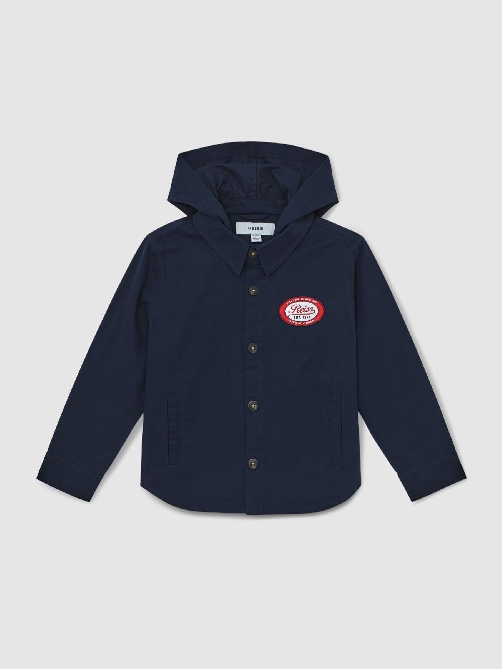 Reiss 3-9 Yrs Cotton Removable-Hood Motor Cars Jacket In Navy