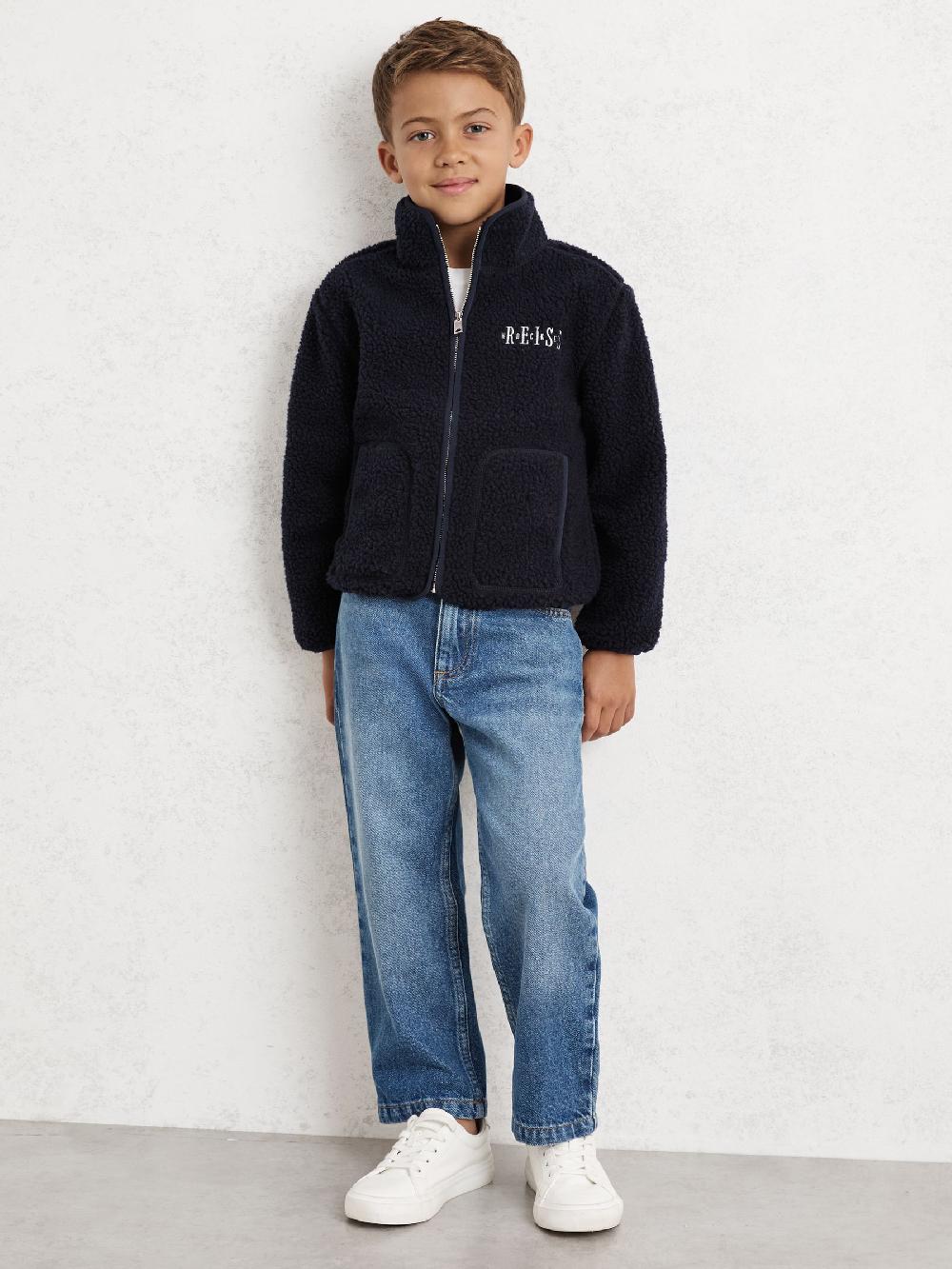 Reiss 3-9 Yrs Fleece Zip-Through Hockey Jacket In Navy Blue