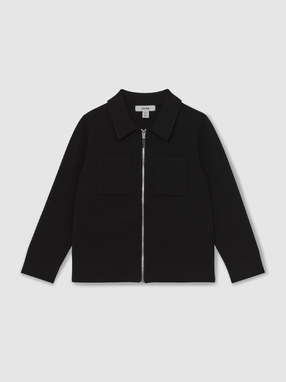Reiss 3-9 Yrs Knitted Zip-Through Cardigan In Black