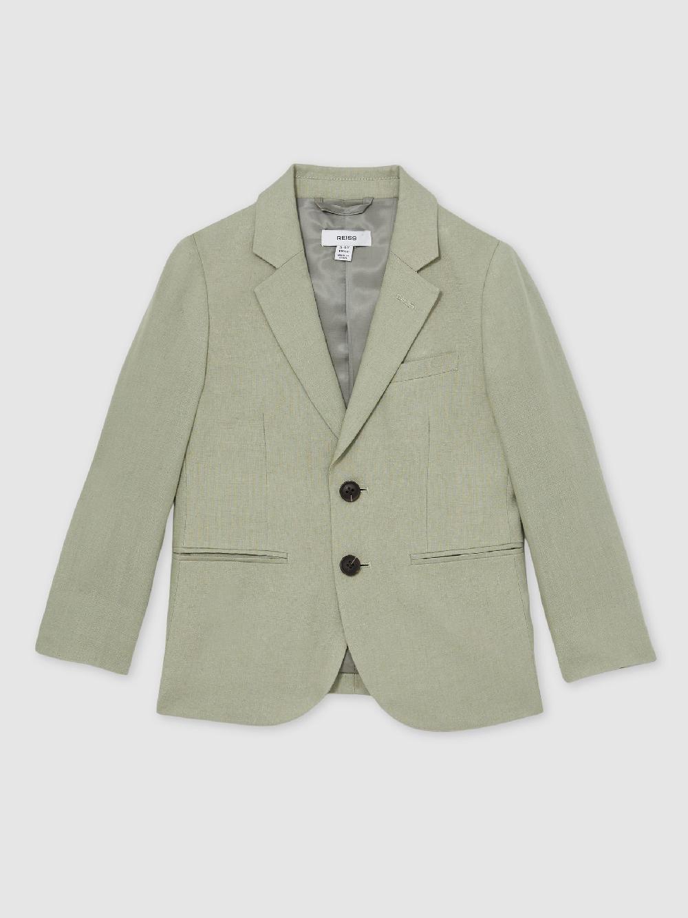 Reiss 3-9 Yrs Linen Single Breasted Blazer In Apple