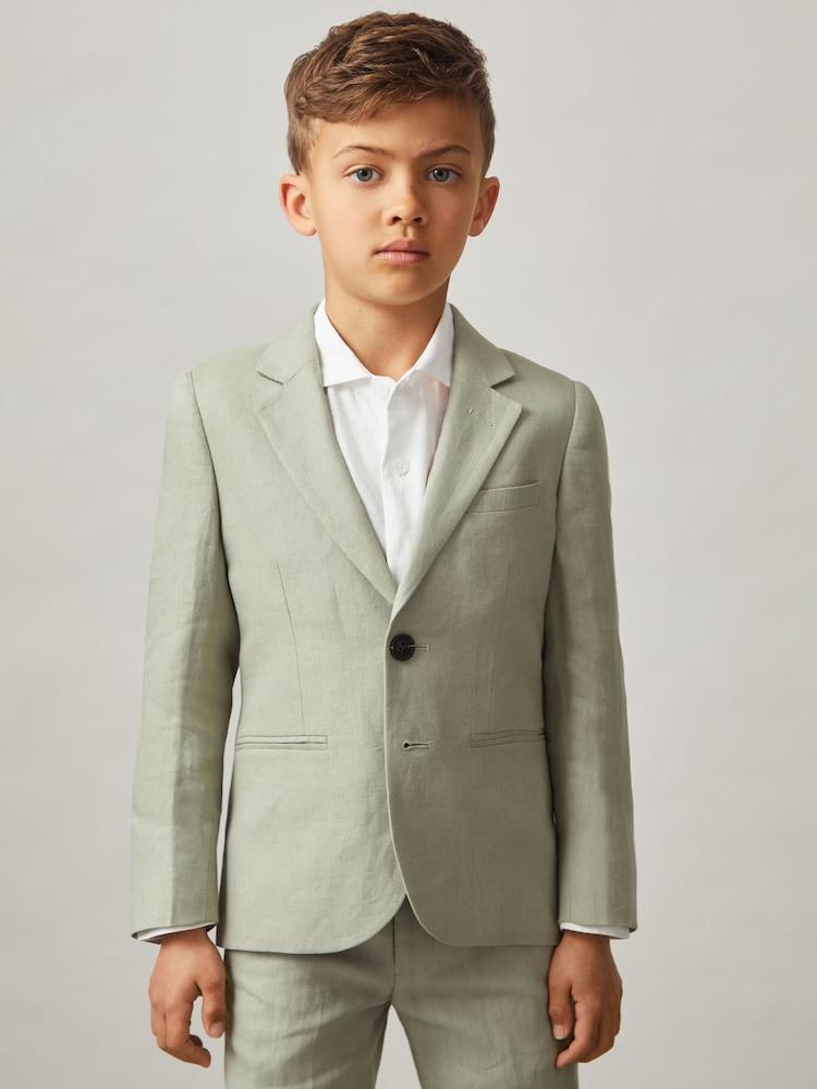 reiss 3-9 yrs Linen Single Breasted Blazer in Apple