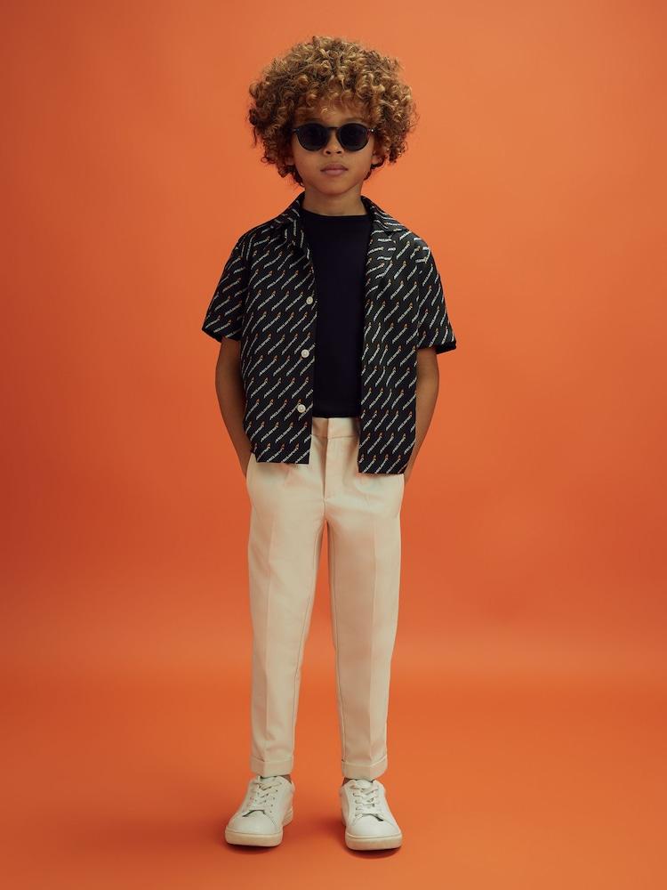 reiss 3-9 yrs McLaren F1 Silverstone Cuban Collar Shirt in Black Multi