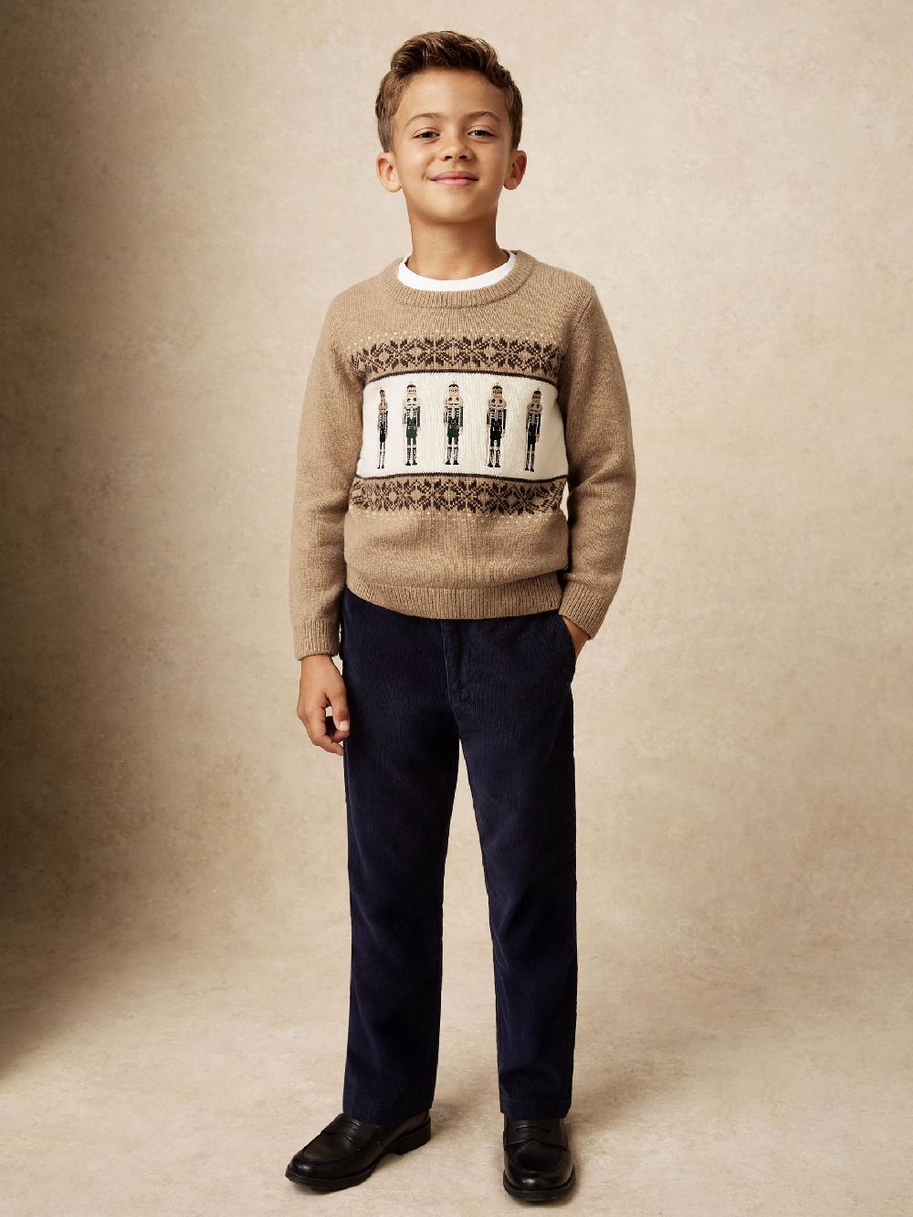 Reiss 3-9 Yrs Nutcracker-Embroidered Jumper With Wool In Camel Melange