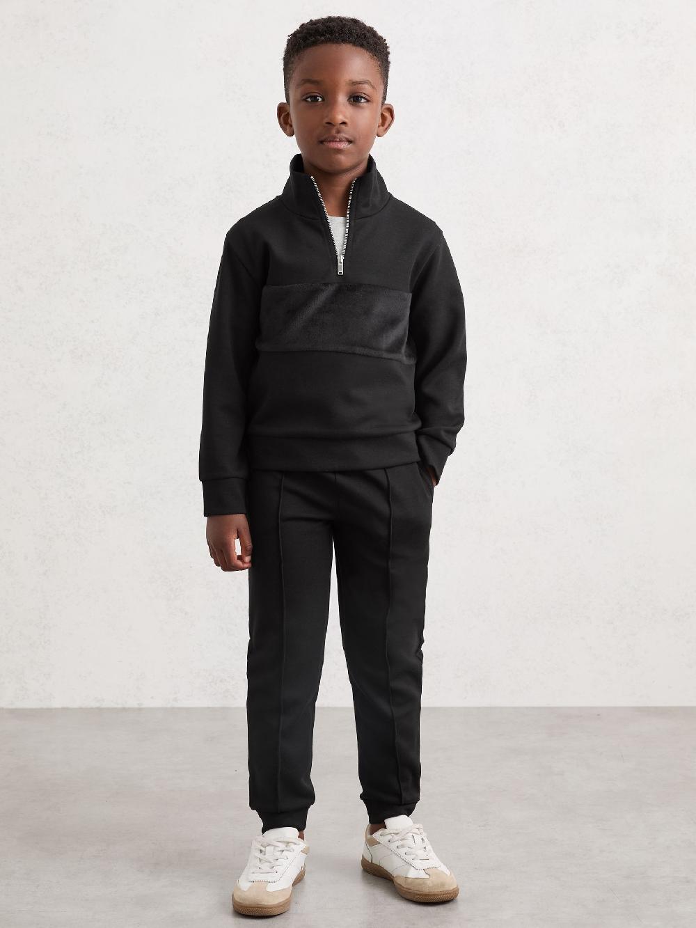 Reiss 3-9 Yrs Premium Interlock Drawstring Joggers In Black