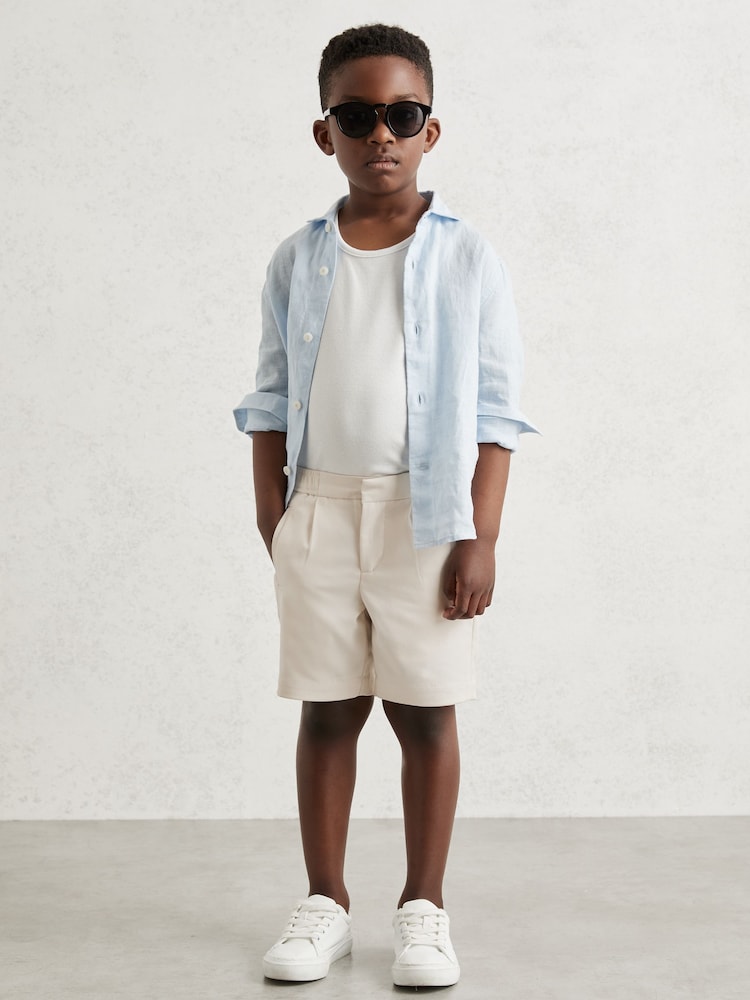 reiss 3-9 yrs Relaxed Drawstring Shorts in Off White