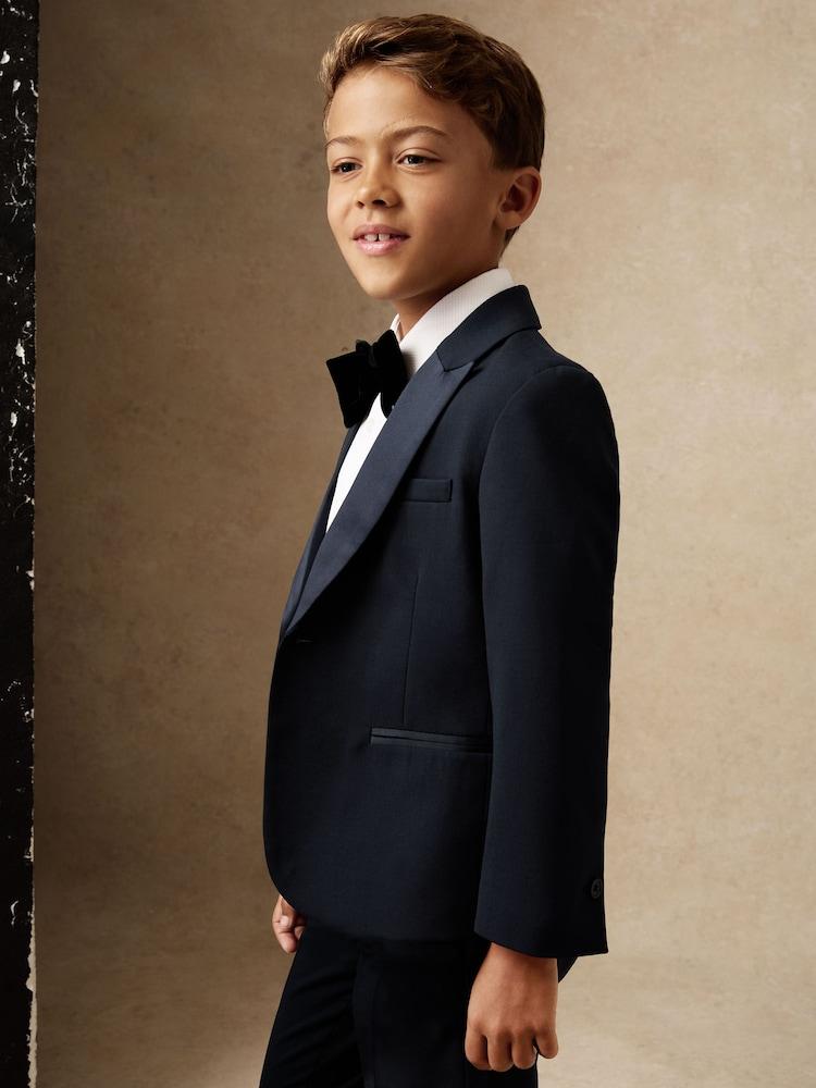 reiss 3-9 yrs Single-Breasted Tuxedo Blazer Wool-Blend in Navy