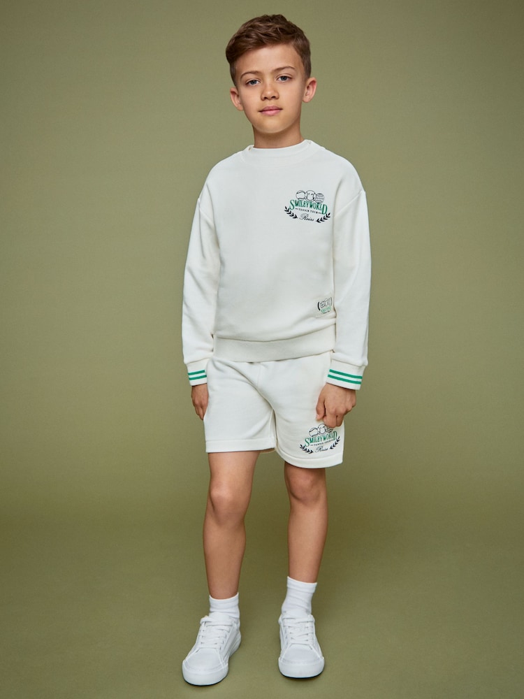 reiss 3-9 yrs SmileyWorld | Reiss Drawstring Shorts Unisex Fit in White