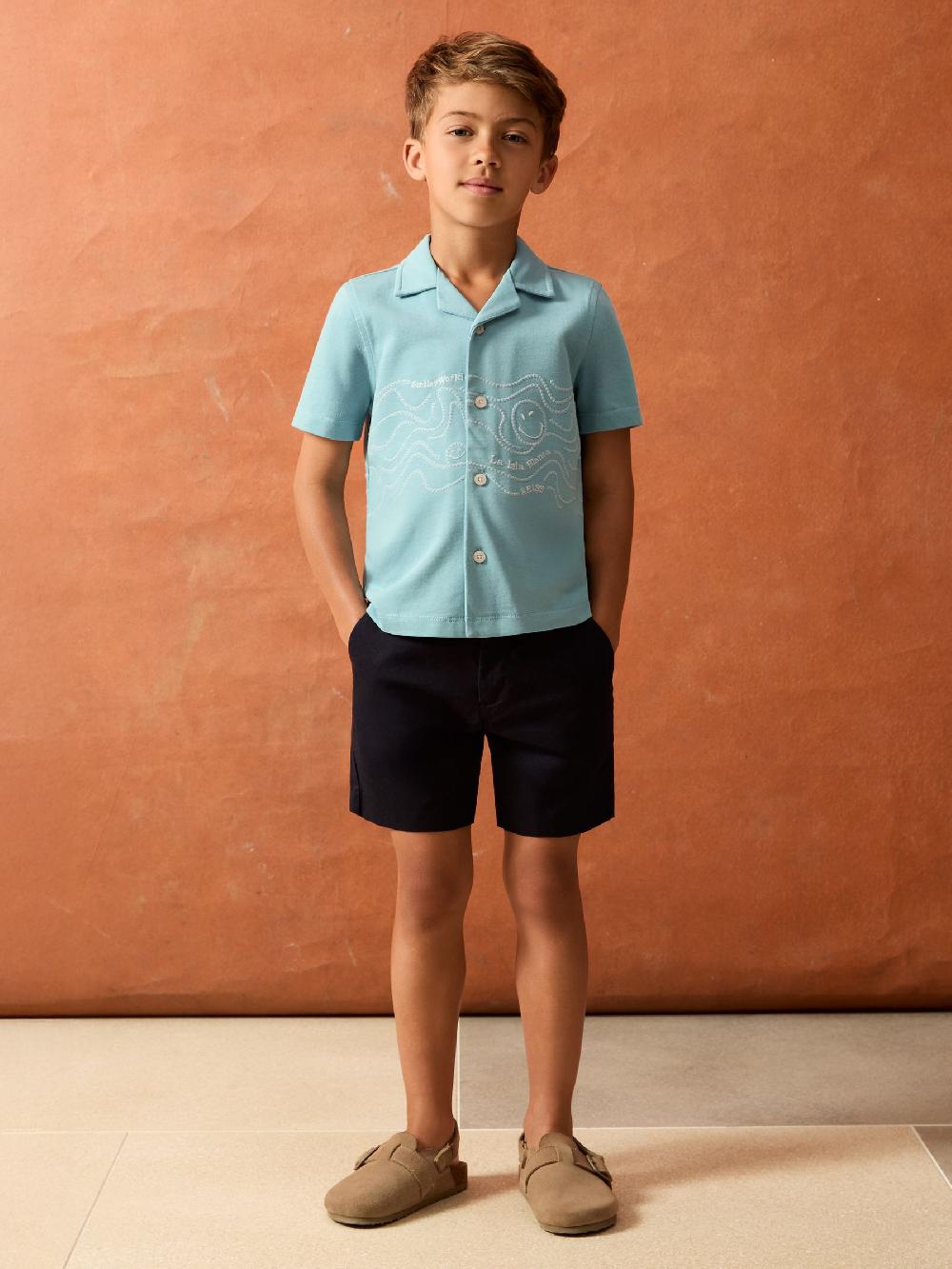 Reiss 3-9 Yrs SmileyWorld | Reiss Embroidered Shirt In Sky Blue