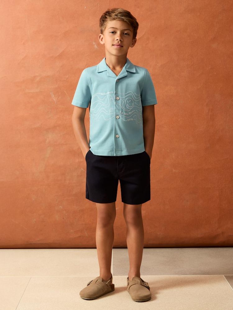 reiss 3-9 yrs SmileyWorld | Reiss Embroidered Shirt in Sky Blue
