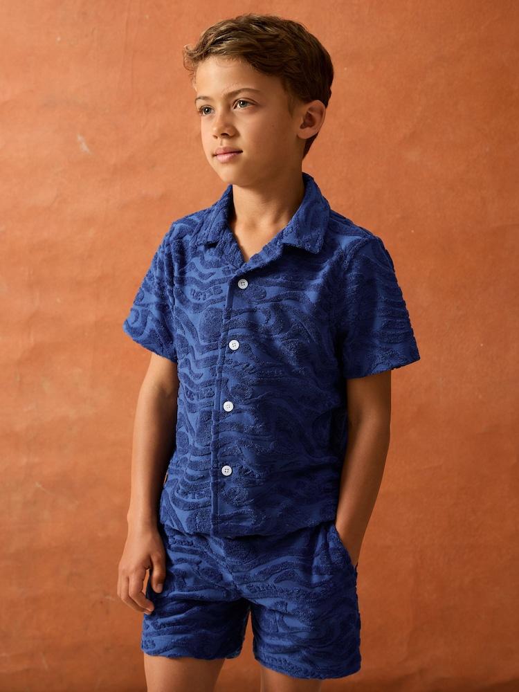 reiss 3-9 yrs SmileyWorld | Reiss Wave Texture Shirt in Bright Blue