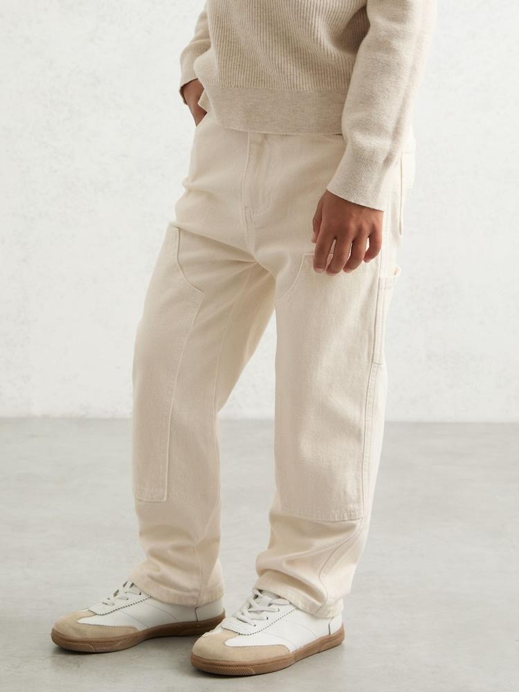 reiss 3-9 yrs Straight-Leg Carpenter Jeans in Off White