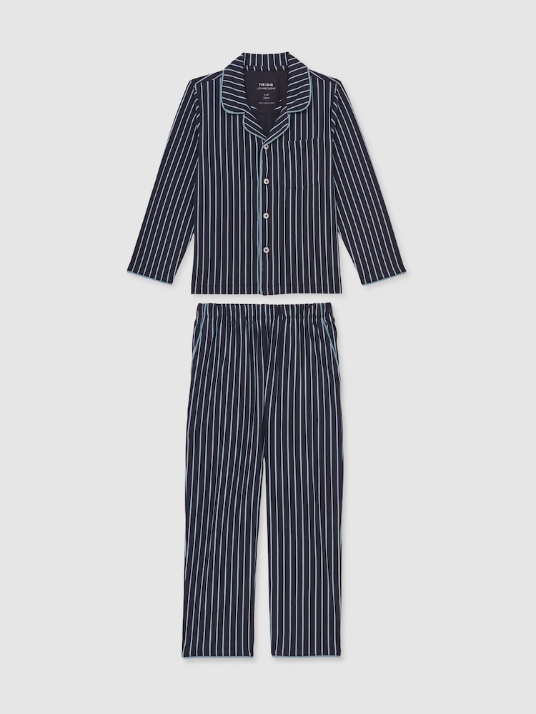 reiss 3-9 yrs Striped Pyjamas Set Unisex Fit in Navy/Soft Blue