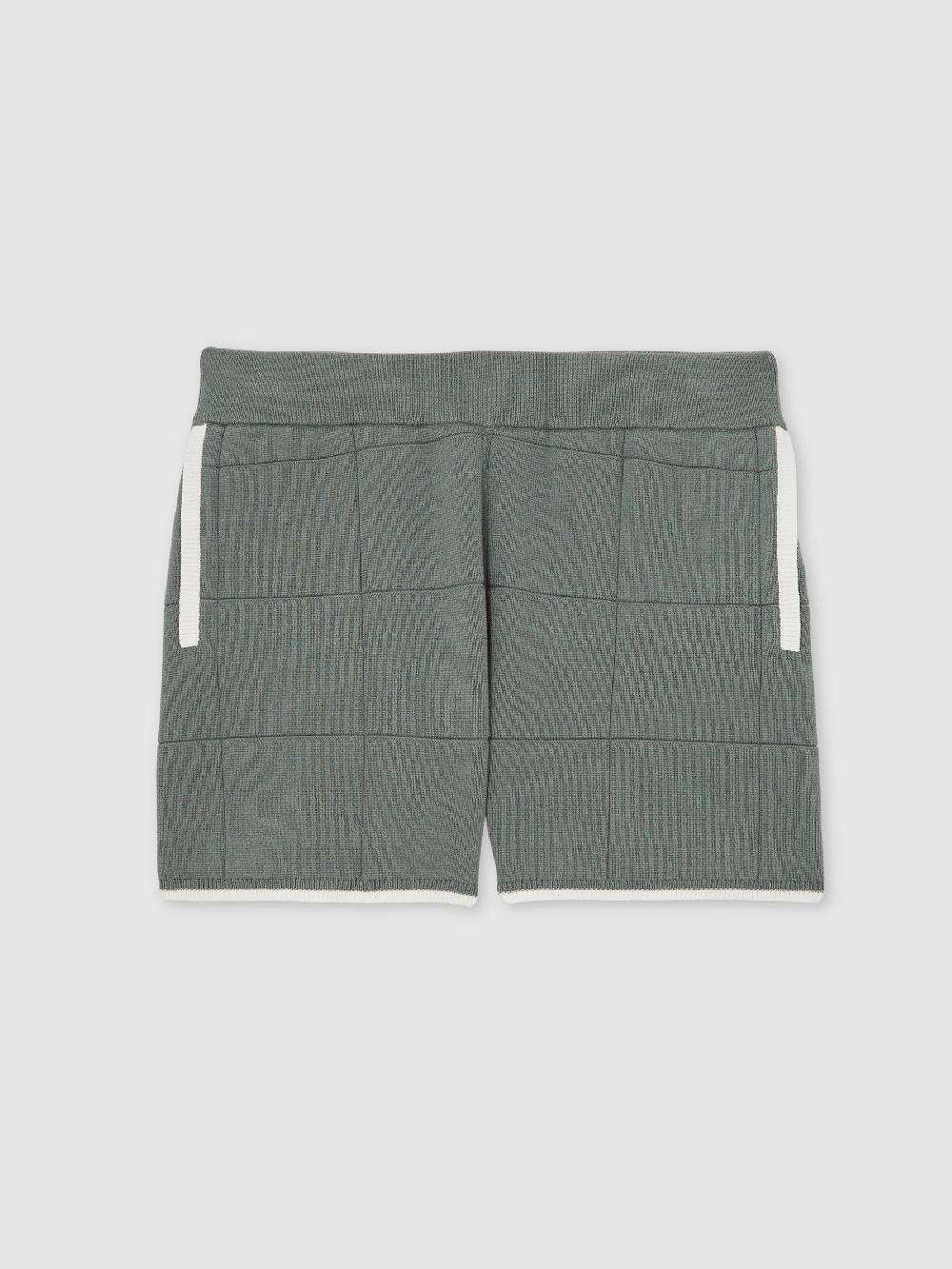 Reiss 3-9 Yrs Tipped Knit Stitch-Detail Shorts In Dark Sage Green