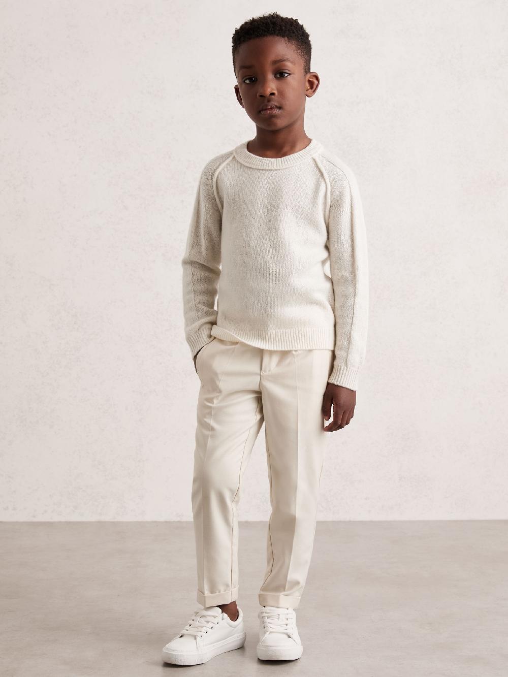Reiss 3-9 Yrs Wool-Cashmere Reverse-Seam Jumper In Off White
