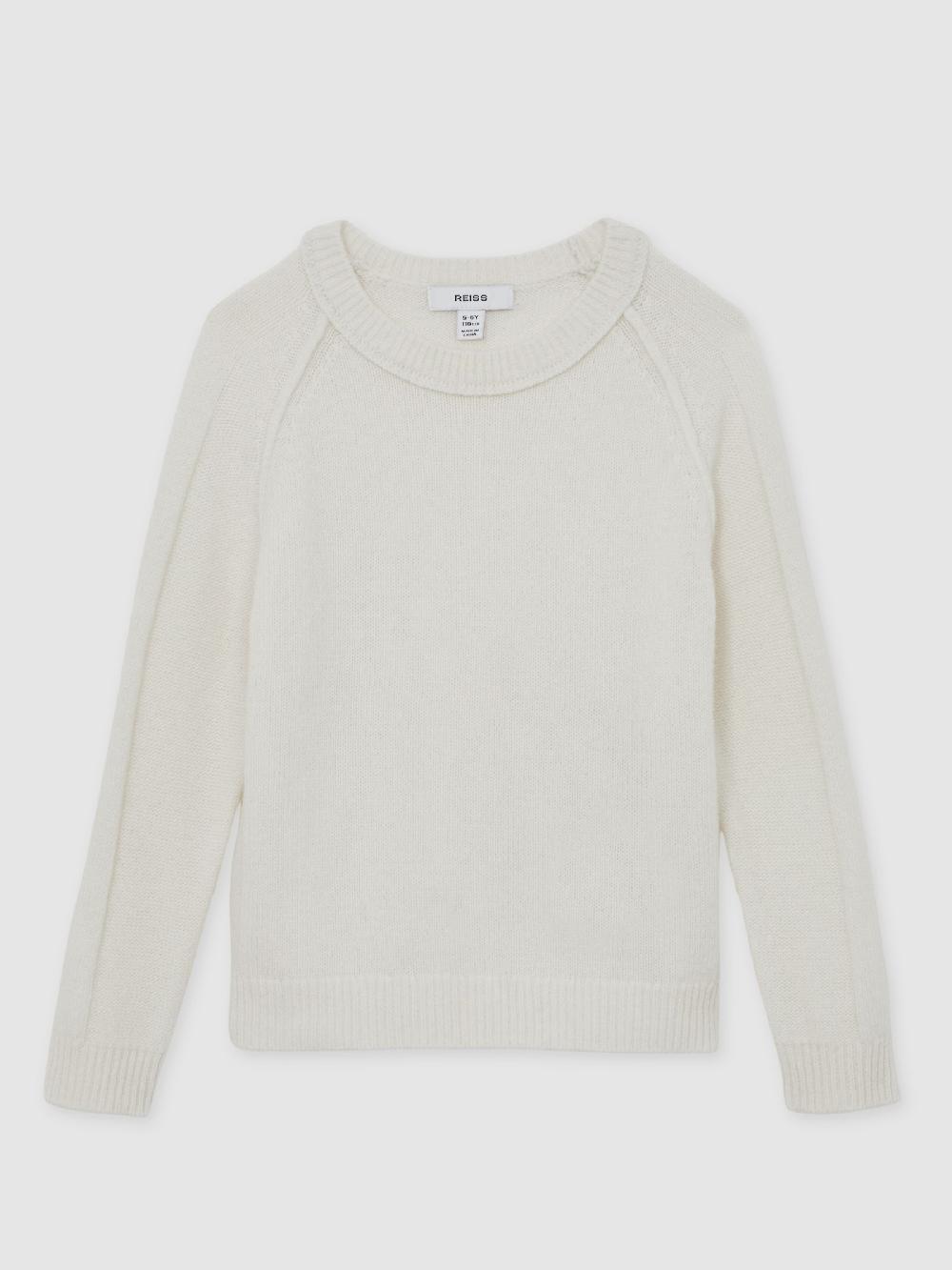 Reiss 3-9 Yrs Wool-Cashmere Reverse-Seam Jumper In Off White
