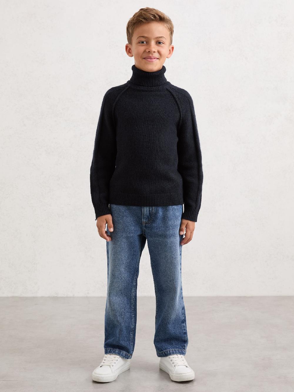 Reiss 3-9 Yrs Wool-Cashmere Roll-Neck Jumper In Navy