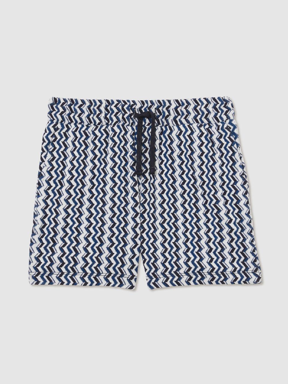 Reiss 3-9 Yrs Zig-Zag Knit Drawstring Shorts In Blue