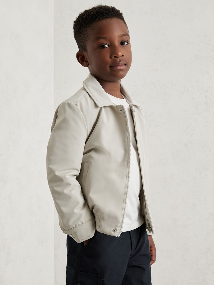 reiss 3-9 yrs Zip-Through Harrington Jacket in Stone