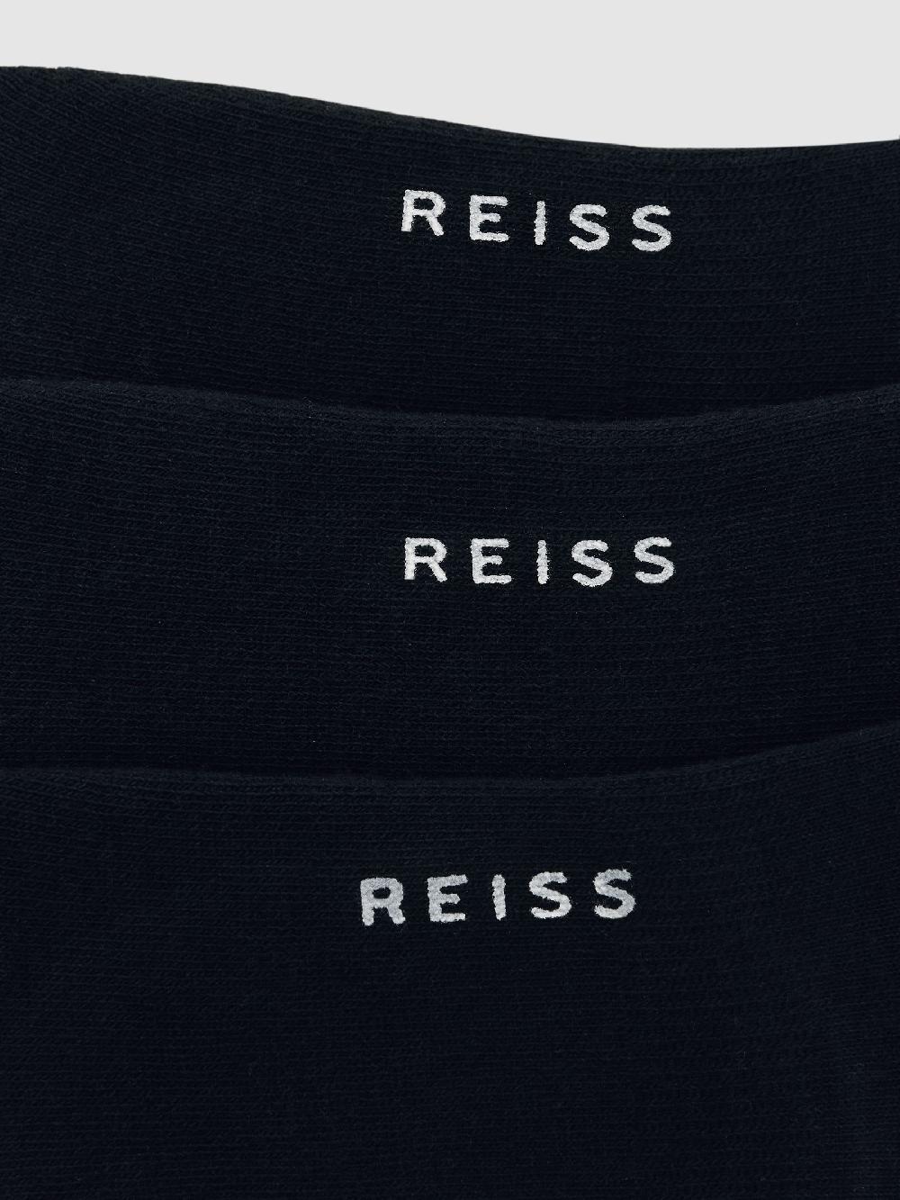 Reiss 3 Pack Invisible Trainer Socks Cotton-Blend In Black