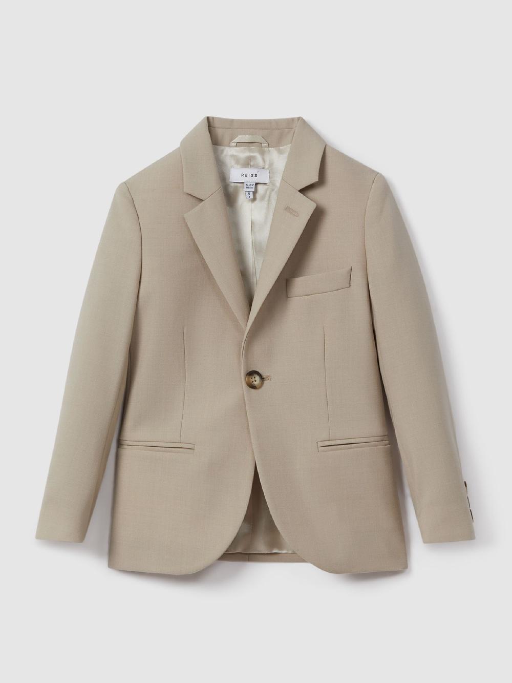 Reiss 4-9 Yrs Cotton Single-Breasted Blazer In Stone