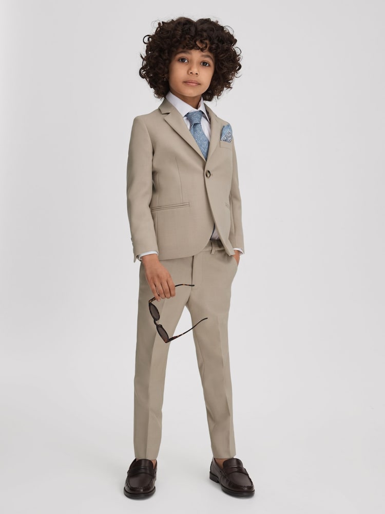 reiss 4-9 yrs Cotton Single-Breasted Blazer in Stone