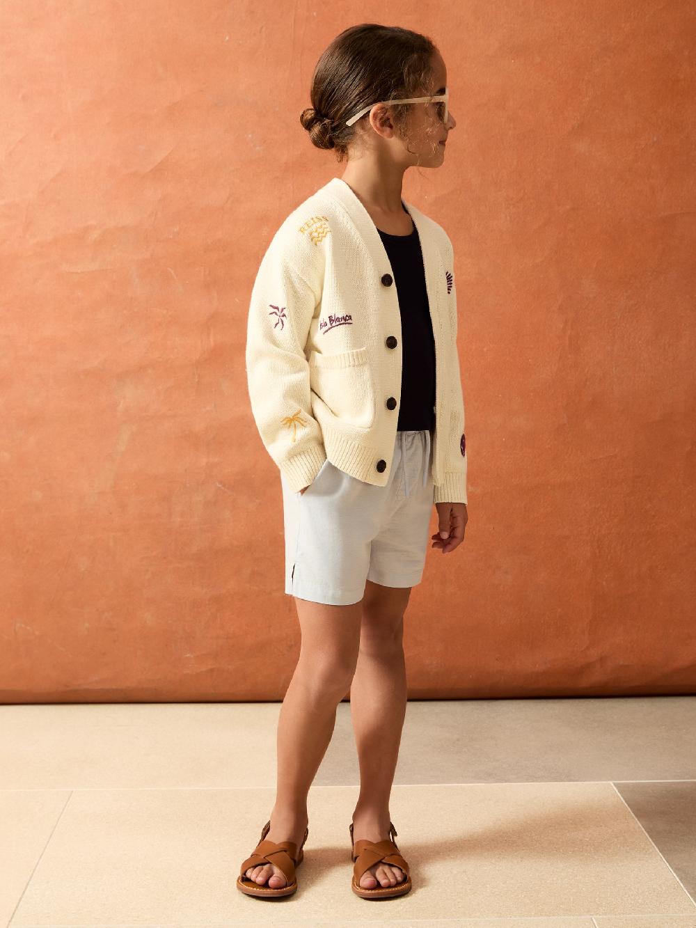 Reiss 4-9 Yrs SmileyWorld | Reiss Embroidery Cardigan Unisex Fit In Off White