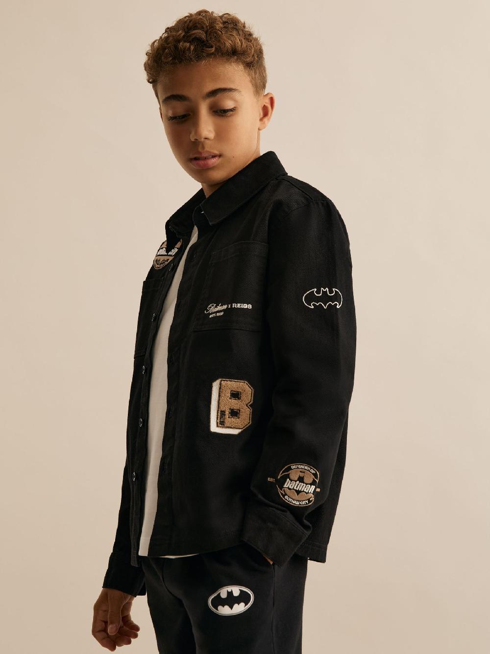 Reiss 9-13 Yrs Batman | Reiss Cotton Badge Overshirt In Black