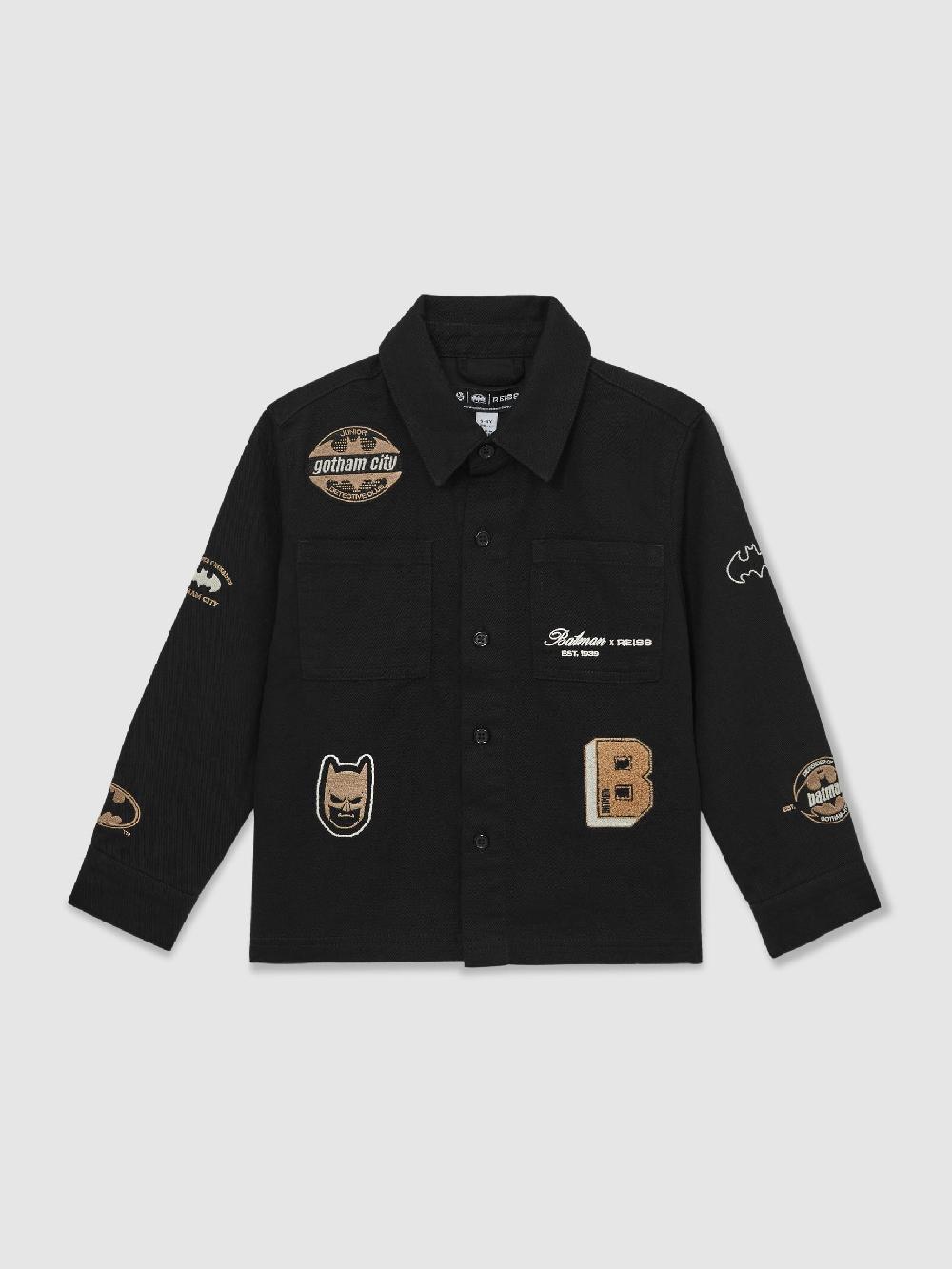 Reiss 9-13 Yrs Batman | Reiss Cotton Badge Overshirt In Black