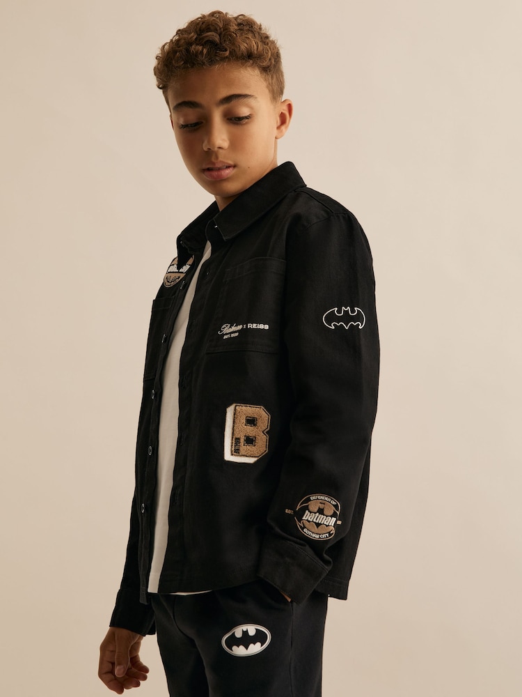 reiss 9-13 yrs Batman | Reiss Cotton Badge Overshirt in Black