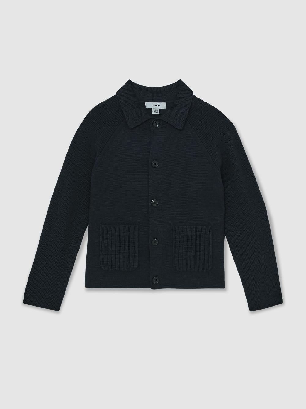 Reiss 9-13 Yrs Button-Through Knitted Cardigan In Navy