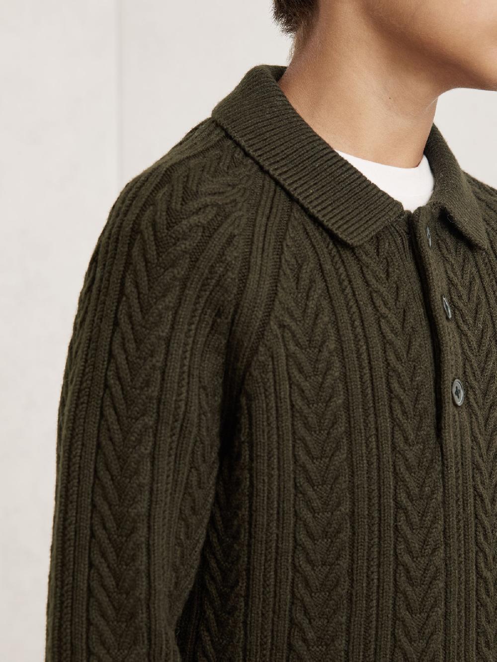 Reiss 9-13 Yrs Cable-Knit Jumper With Wool In Dark Green