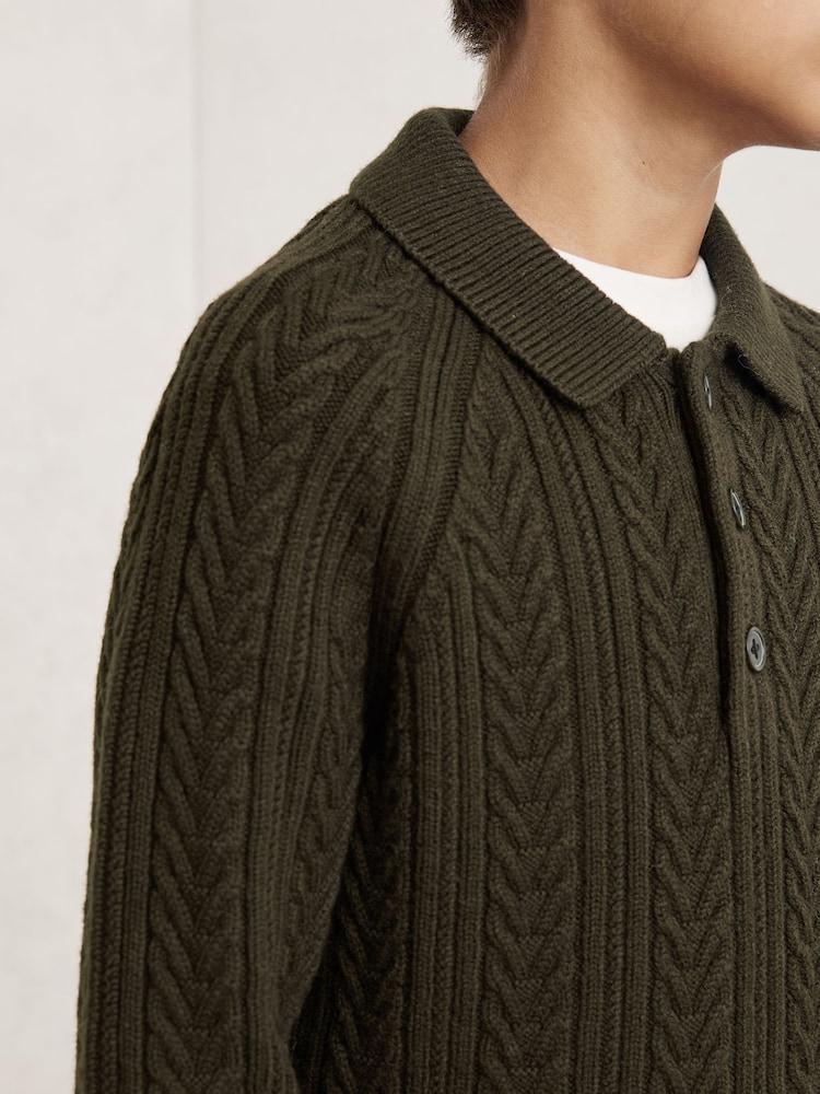 reiss 9-13 yrs Cable-Knit Jumper With Wool in Dark Green