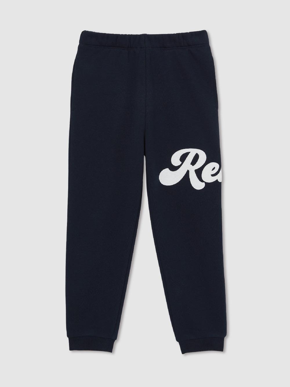 Reiss 9-13 Yrs Cotton-Blend Logo Script Joggers In Navy