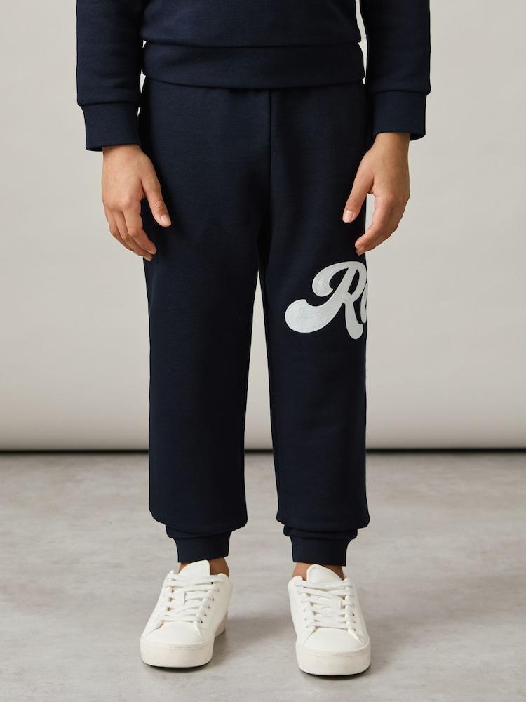 reiss 9-13 yrs Cotton-Blend Logo Script Joggers in Navy