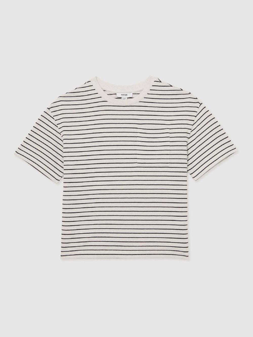 Reiss 9-13 Yrs Cotton-Blend Stripe T-Shirt In White/Navy