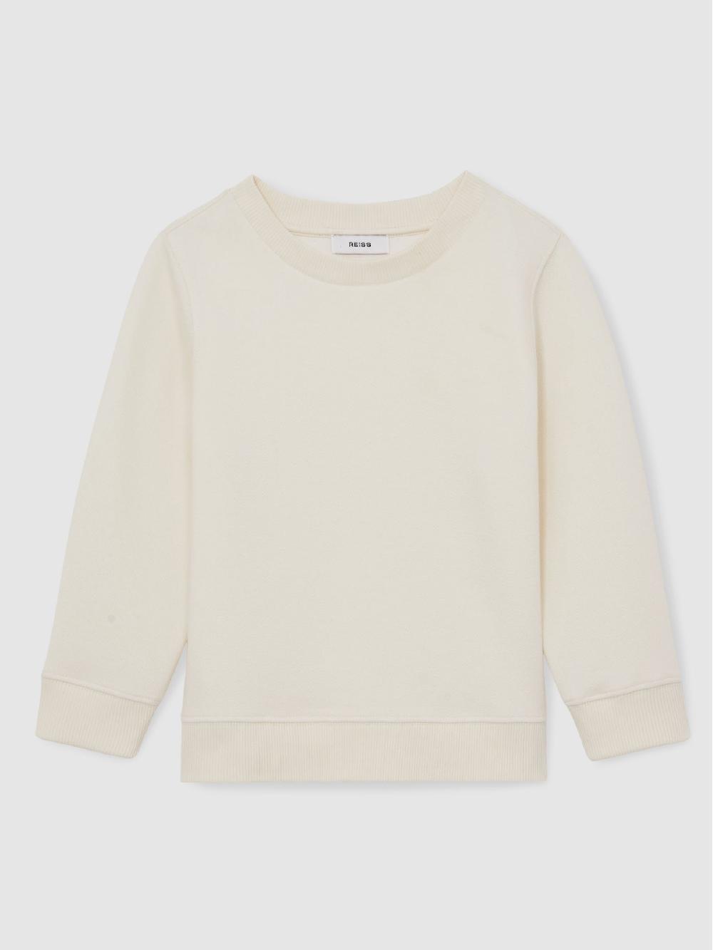 Reiss 9-13 Yrs Cotton-Blend Textured Sweatshirt In Off White