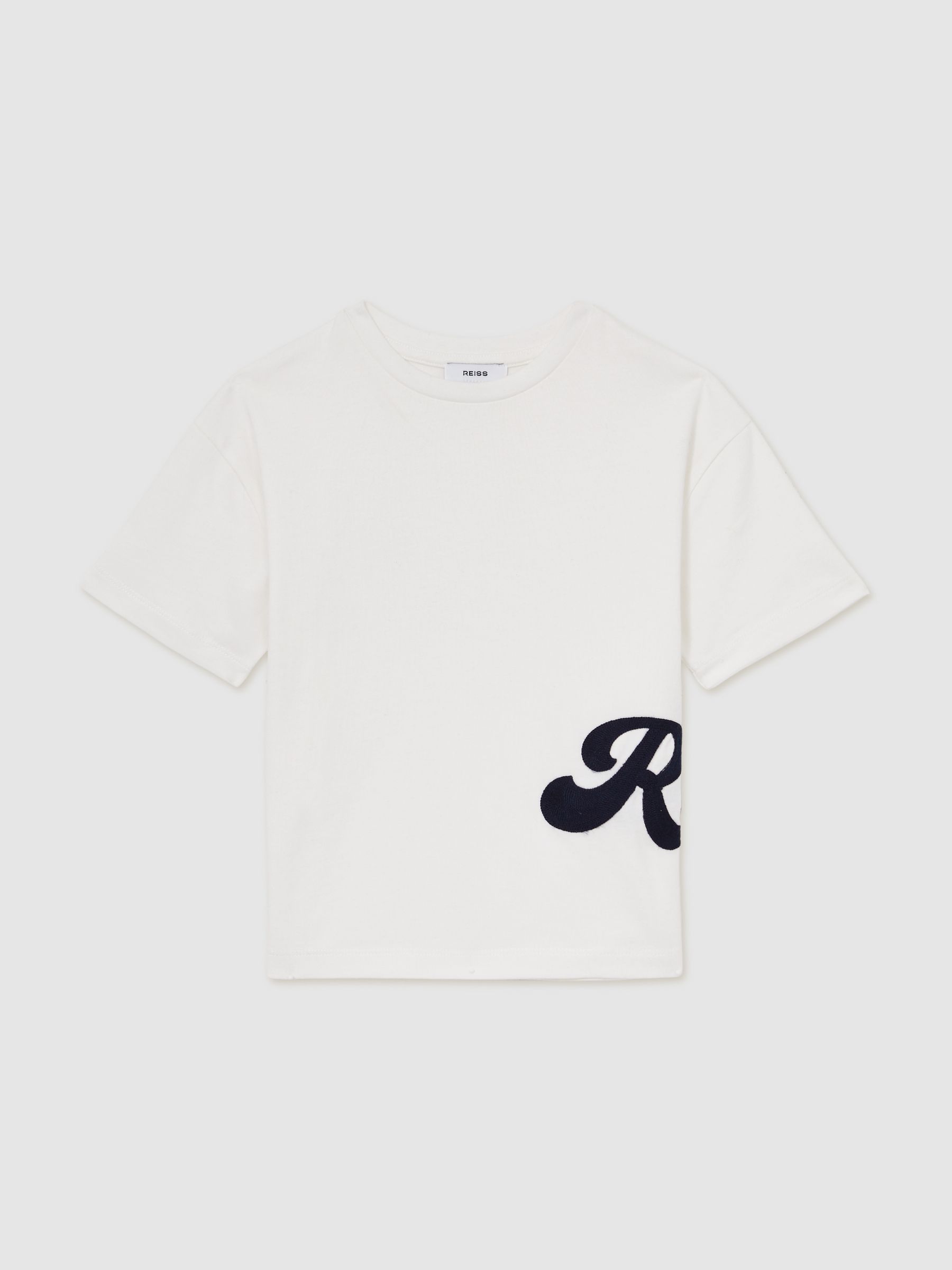 Reiss 9-13 Yrs Cotton Script-Logo Oversized T-Shirt In White