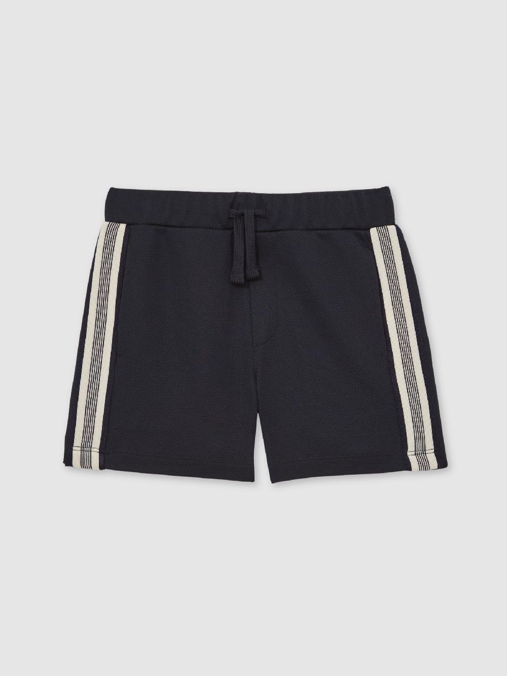 Reiss 9-13 Yrs Side Stripe Textured Shorts In Navy Blue