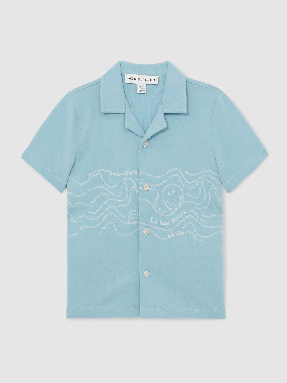 Reiss 9-13 Yrs SmileyWorld | Reiss Embroidered Shirt In Sky Blue